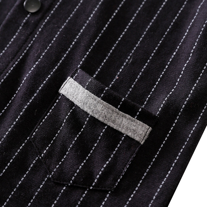 Infant Boys Black & White Striped Cotton Rompers