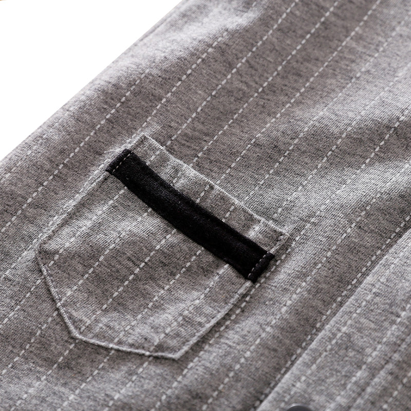 Infant Boys Grey Striped Cotton Rompers