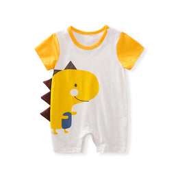 Infant Boys White Printed Cotton Rompers