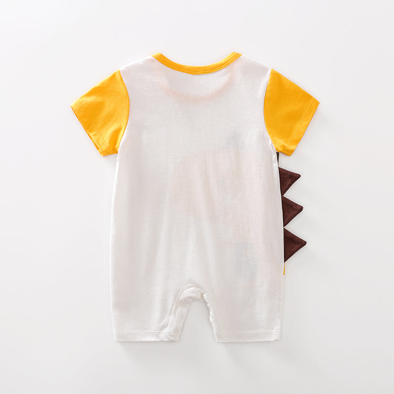 Infant Boys White Printed Cotton Rompers