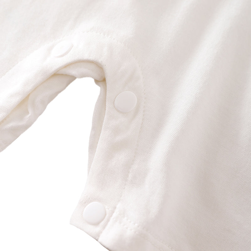 Infant Boys White Printed Cotton Rompers