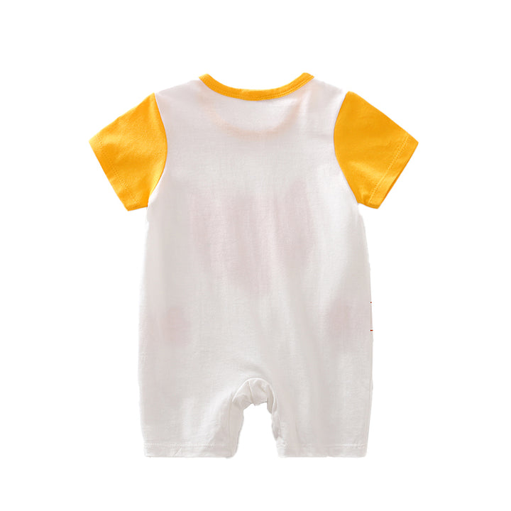 Infant Boys Yellow Conversational Printed Cotton Rompers