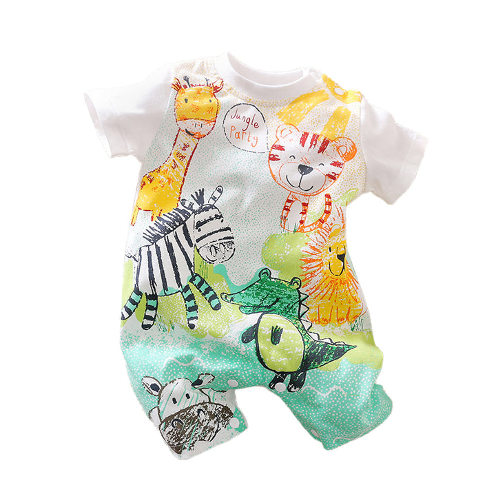 Infant Boys White Graphic Printed Cotton Rompers