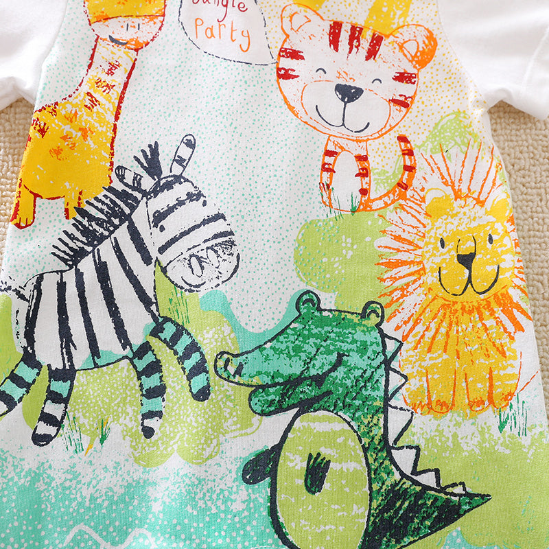 Infant Boys White Graphic Printed Cotton Rompers
