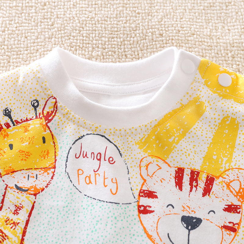 Infant Boys White Graphic Printed Cotton Rompers