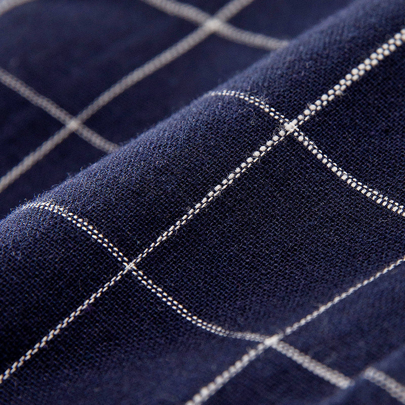Infant Boys Navy Blue Checked Cotton Rompers