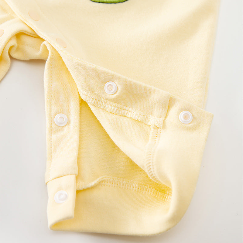 Green & Cream Infant Boys Graphic Printed Cotton Rompers