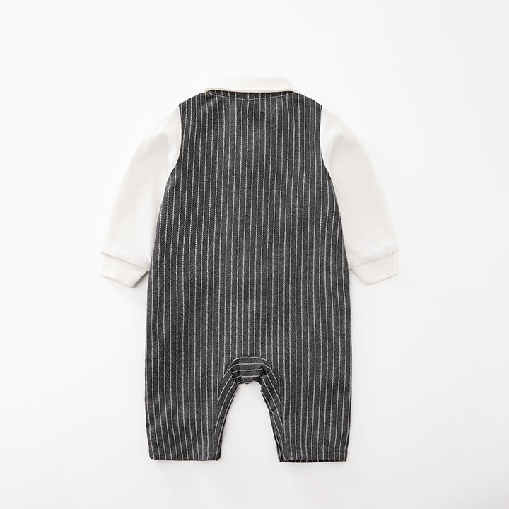 Infant Boys Black Stripes Cotton Rompers