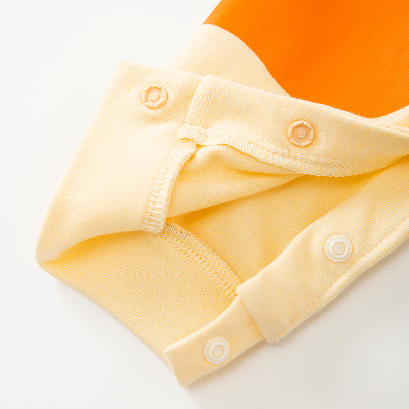 Infants Beige & Orange Printed Cotton Rompers