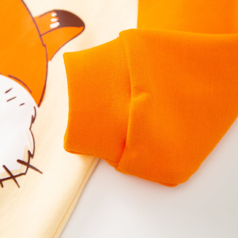 Infants Beige & Orange Printed Cotton Rompers