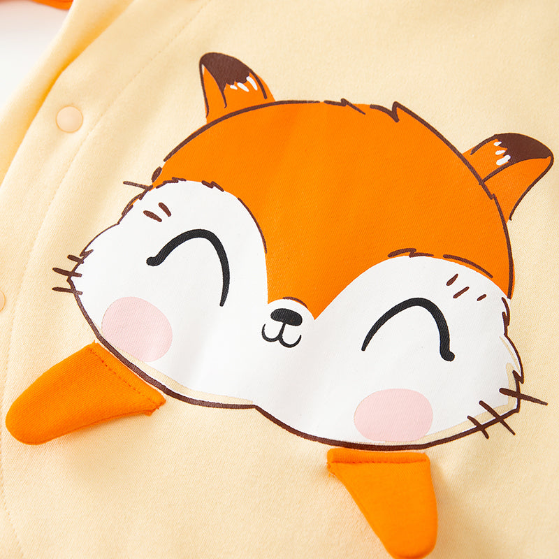Infants Beige & Orange Printed Cotton Rompers