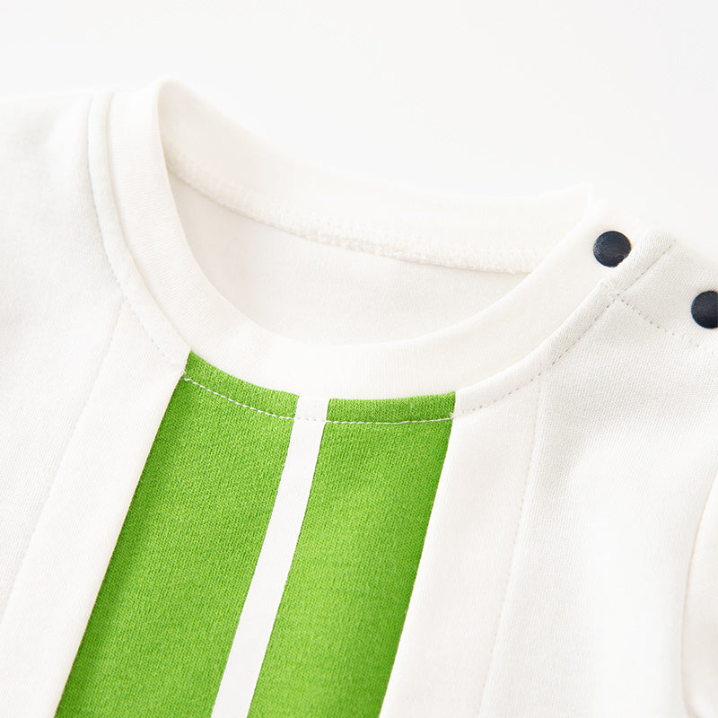 Infant Boys White & Navy Blue Printed Cotton Rompers