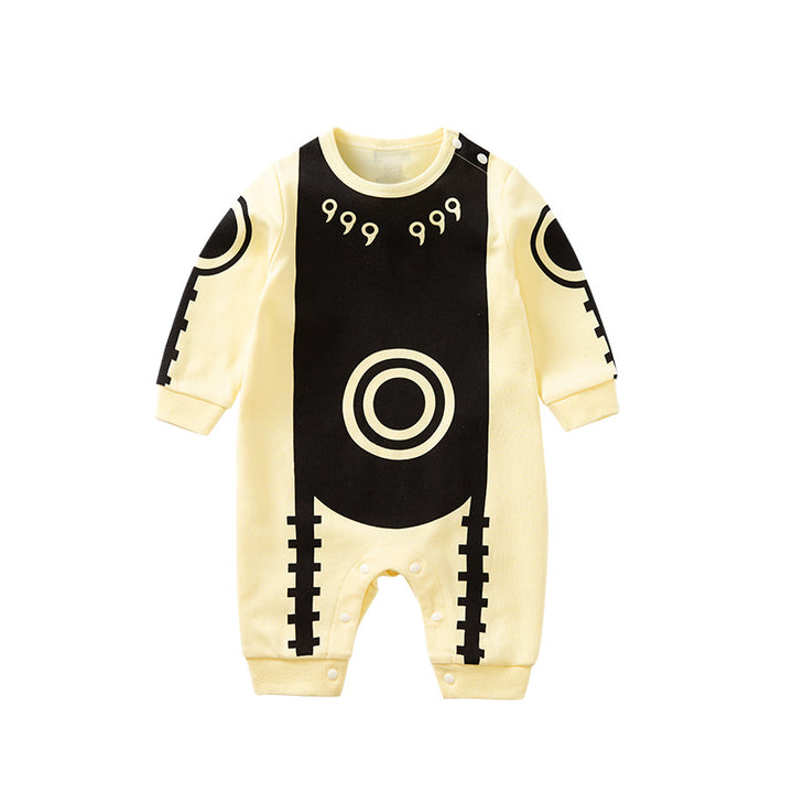 Infant Boys Yellow Printed Cotton Rompers