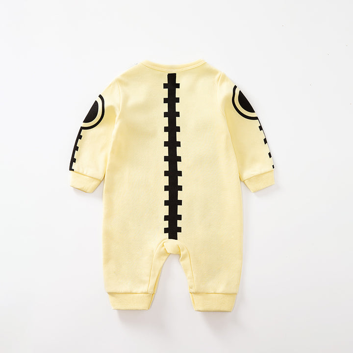 Infant Boys Yellow Printed Cotton Rompers
