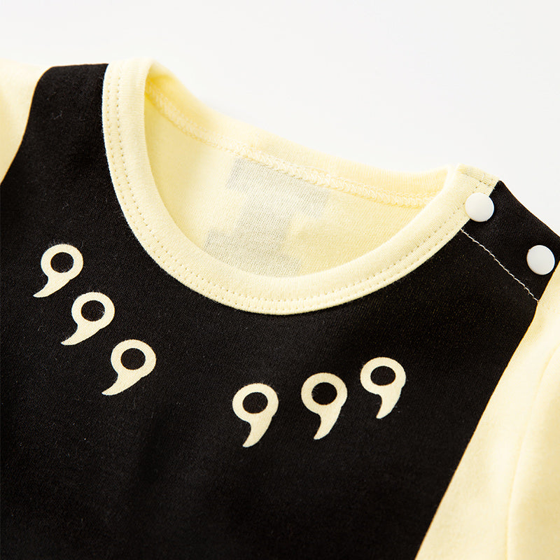 Infant Boys Yellow Printed Cotton Rompers