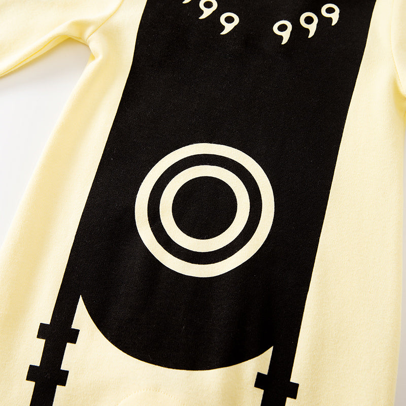 Infant Boys Yellow Printed Cotton Rompers