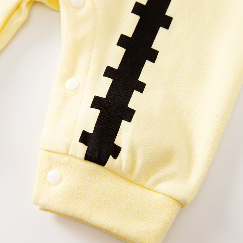 Infant Boys Yellow Printed Cotton Rompers