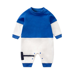 Infant Boys Printed Blue Cotton Rompers