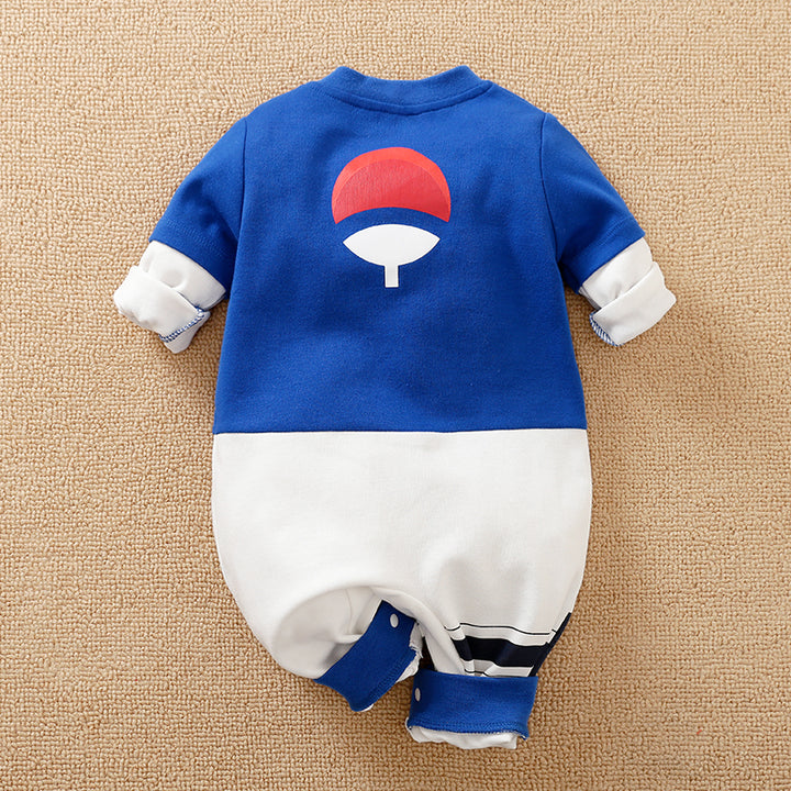 Infant Boys Printed Blue Cotton Rompers