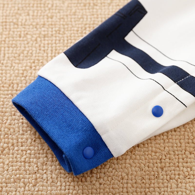 Infant Boys Printed Blue Cotton Rompers