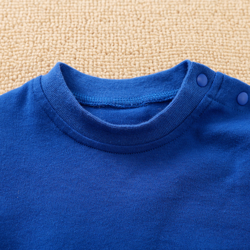 Infant Boys Printed Blue Cotton Rompers