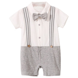 Infant Boys White Cotton Rompers