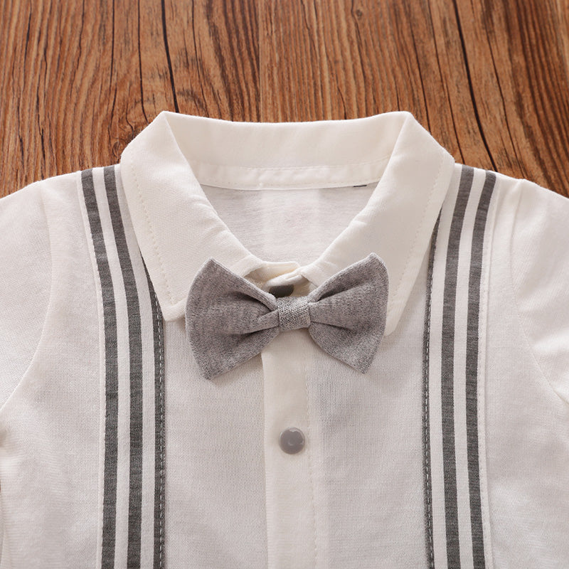 Infant Boys White Cotton Rompers