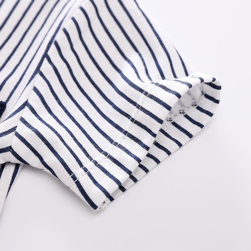 Infants Boys White Striped Cotton Bodysuit