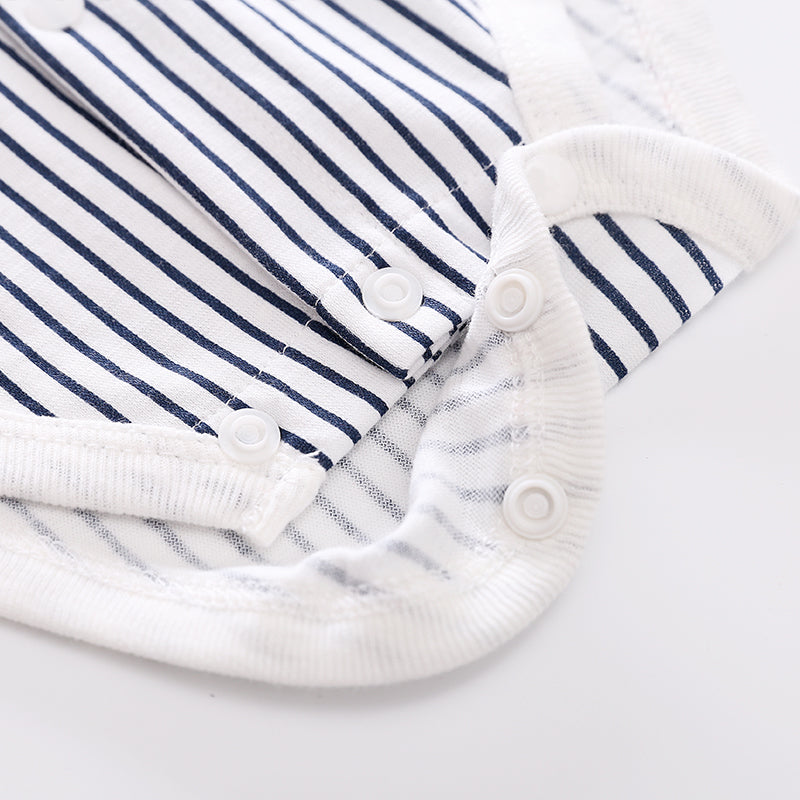 Infants Boys White Striped Cotton Bodysuit