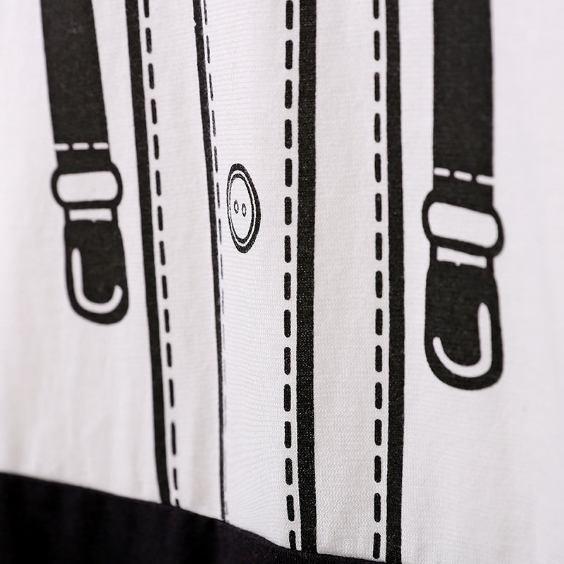 Infant Boys White & Black Printed Cotton Rompers