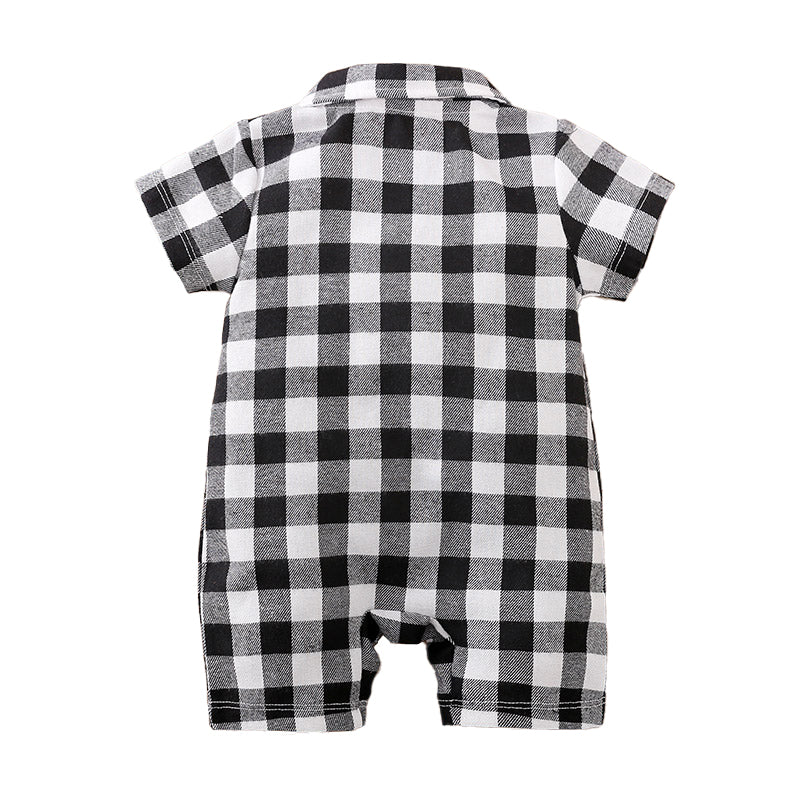 Infant Boys Black Checked Cotton Romper