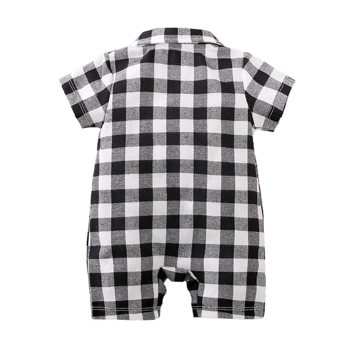Infant Boys Black Checked Cotton Romper