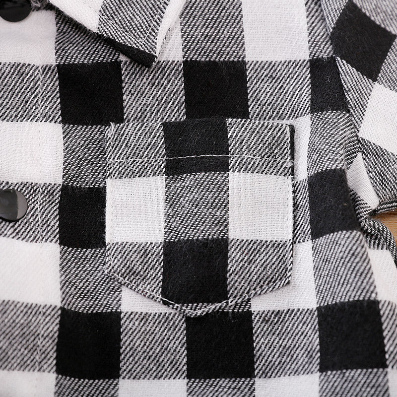 Infant Boys Black Checked Cotton Romper