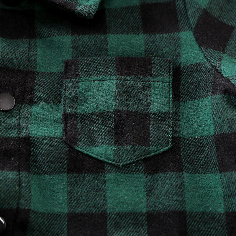 Infant Boys Green Black Checked Cotton Romper