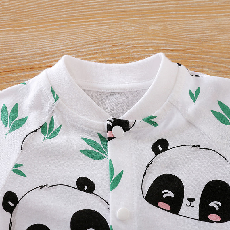 White Infants Kids Printed Cotton Rompers