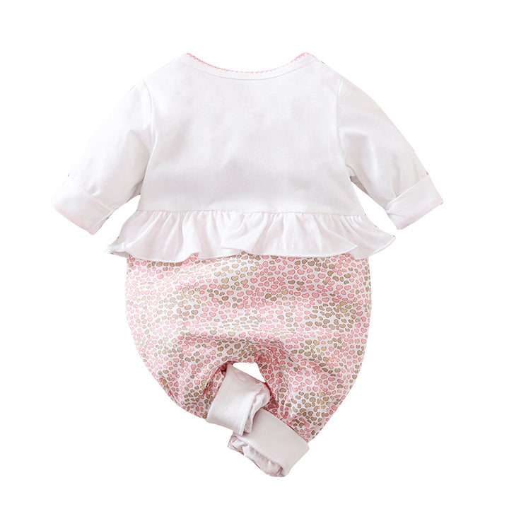 Infant Girls Pink Printed Cotton Romper