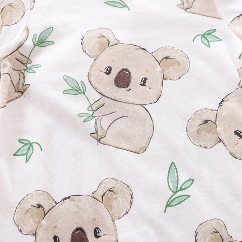 Infants White Conversational Printed Cotton Rompers