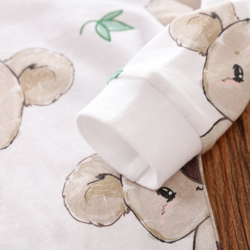 Infants White Conversational Printed Cotton Rompers