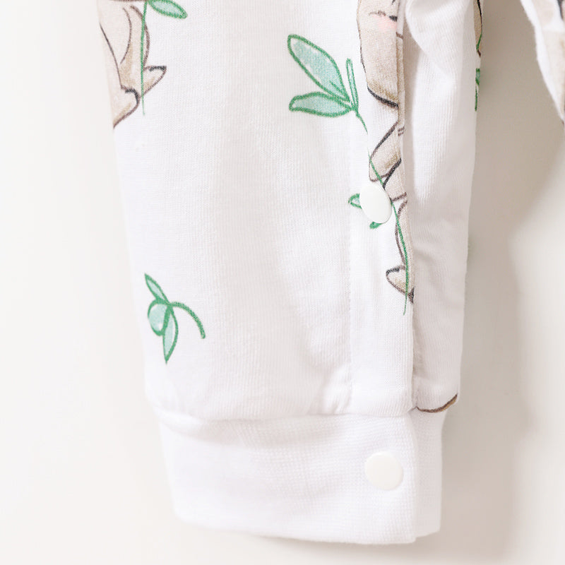 Infants White Conversational Printed Cotton Rompers
