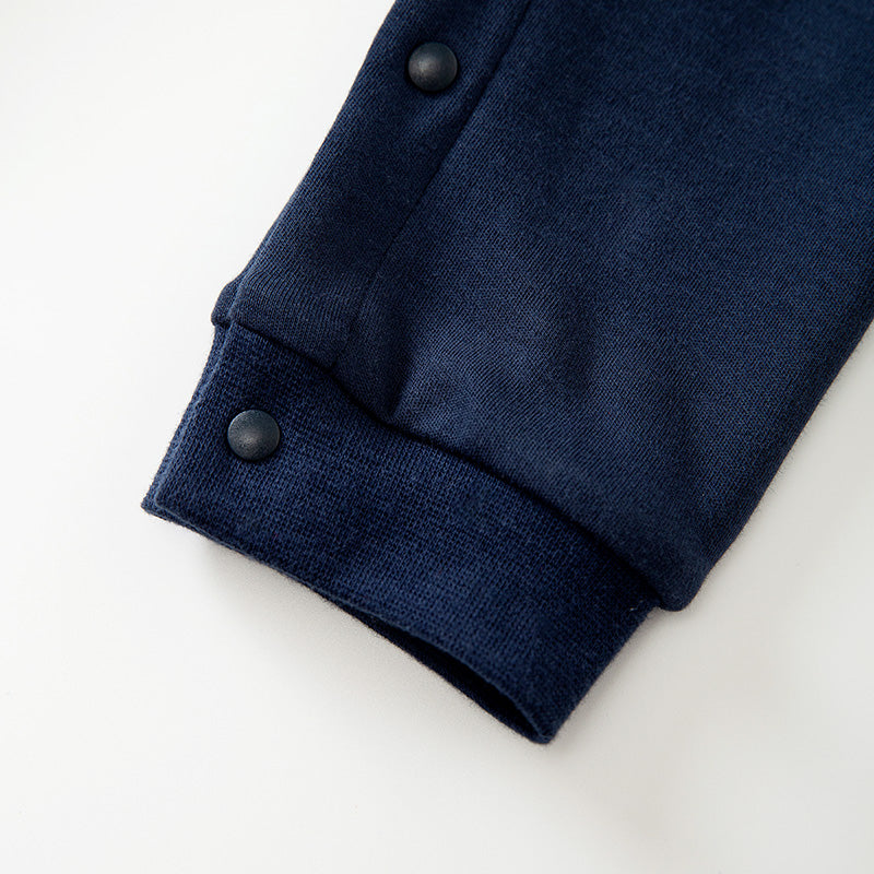 Infants Navy Blue Printed Cotton Rompers
