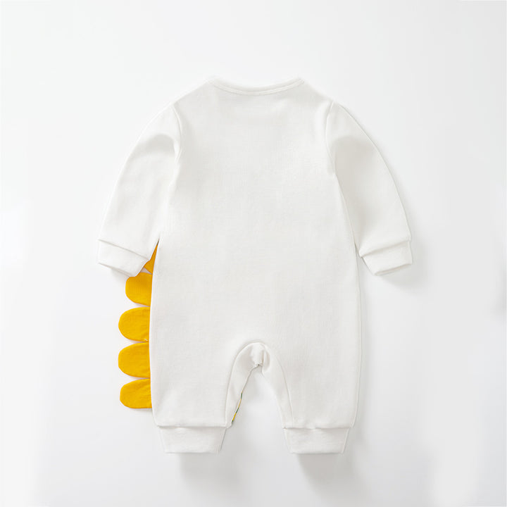 Infant Boys White & Green Printed Cotton Rompers