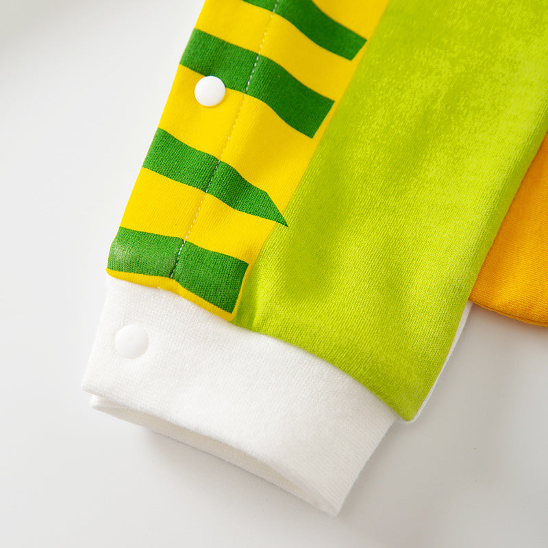 Infant Boys White & Green Printed Cotton Rompers