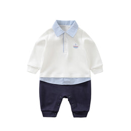 Infant Boys Navy Blue Cotton Romper