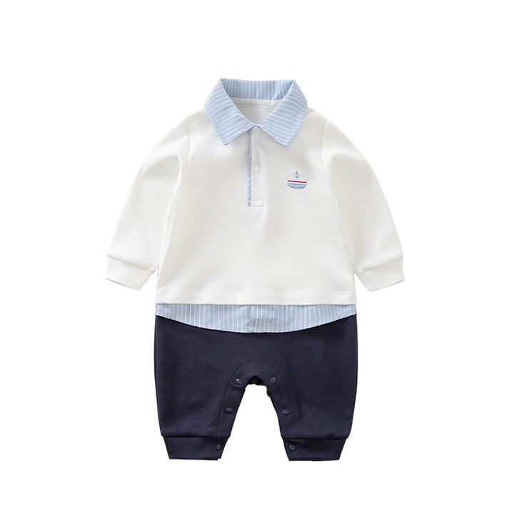 Infant Boys Navy Blue Cotton Romper