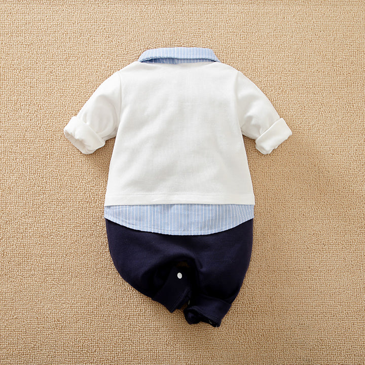 Infant Boys Navy Blue Cotton Romper