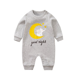 Infant Boys Grey & Yellow Graphic Printed Cotton Rompers