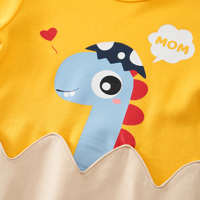 Infant Boys Yellow & Beige Printed Cotton Rompers