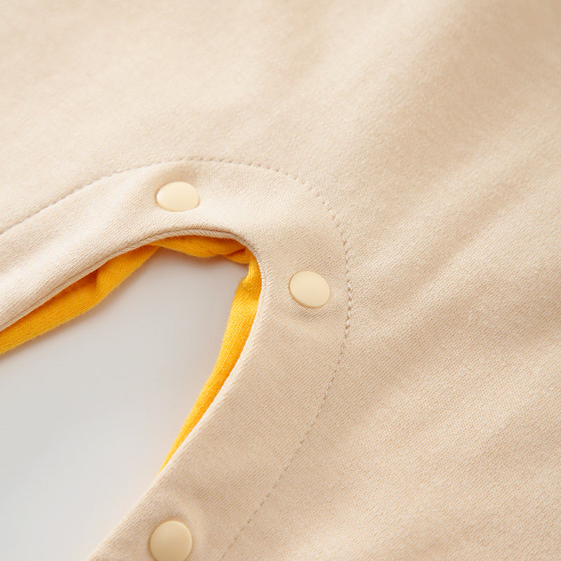 Infant Boys Yellow & Beige Printed Cotton Rompers
