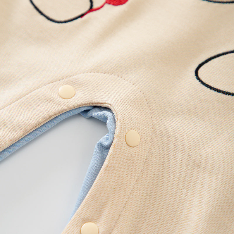 Infant Girls Blue & Beige Cotton Rompers