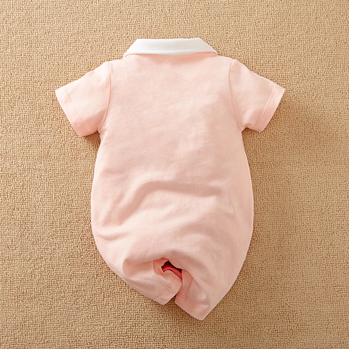 Infant Girls Pink Colourblocked Cotton Rompers